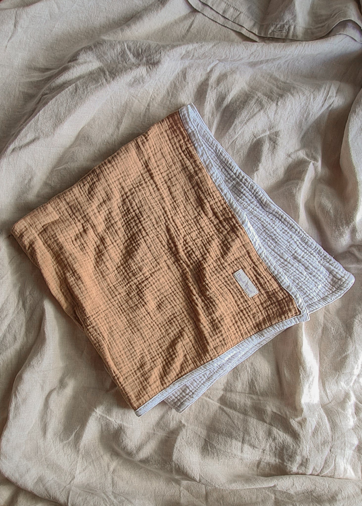 Organic Cotton Reversible Baby Blanket - Brown & White