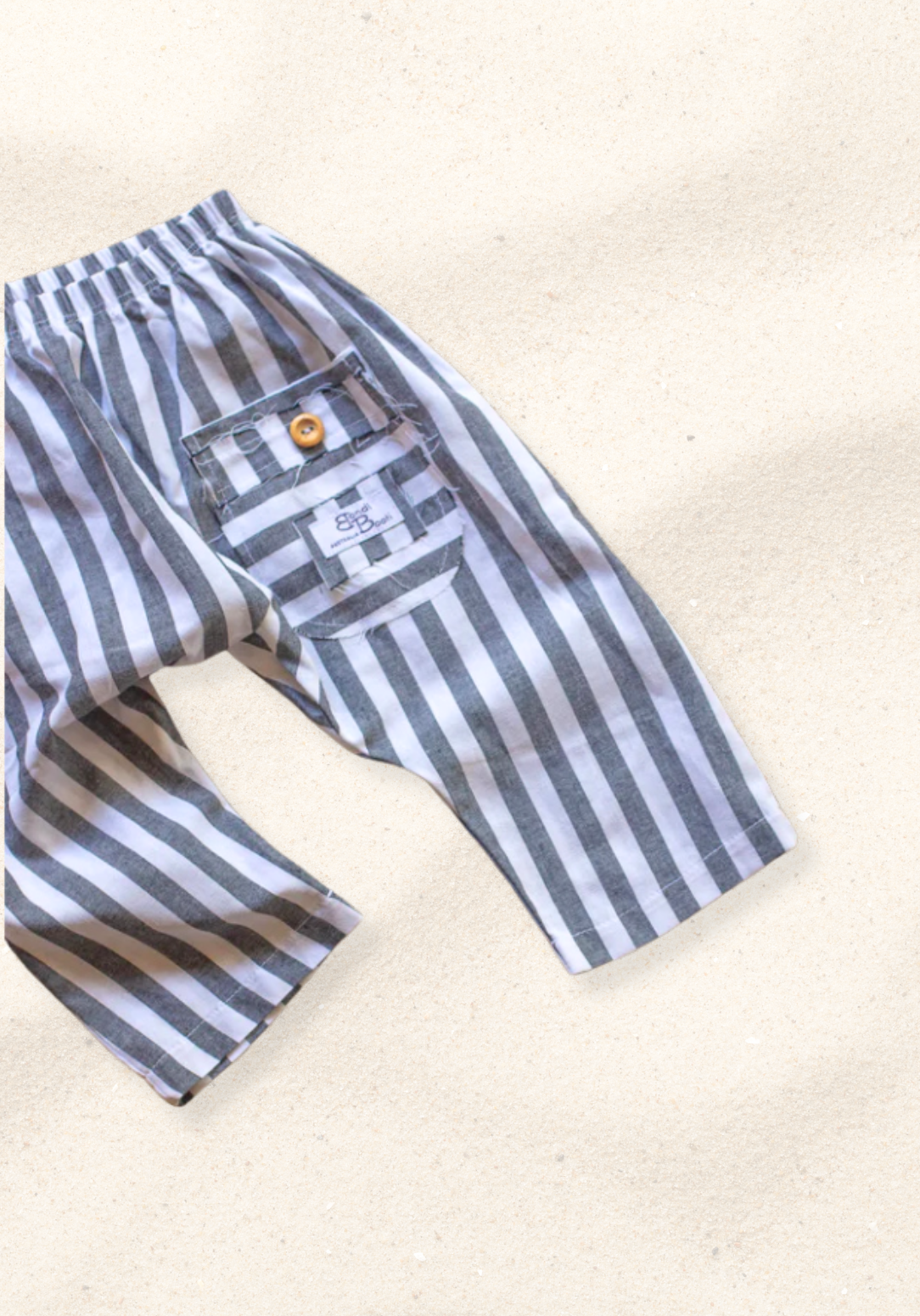 Classic straight leg toddler pants with thick stripe pattern, made from breathable cotton