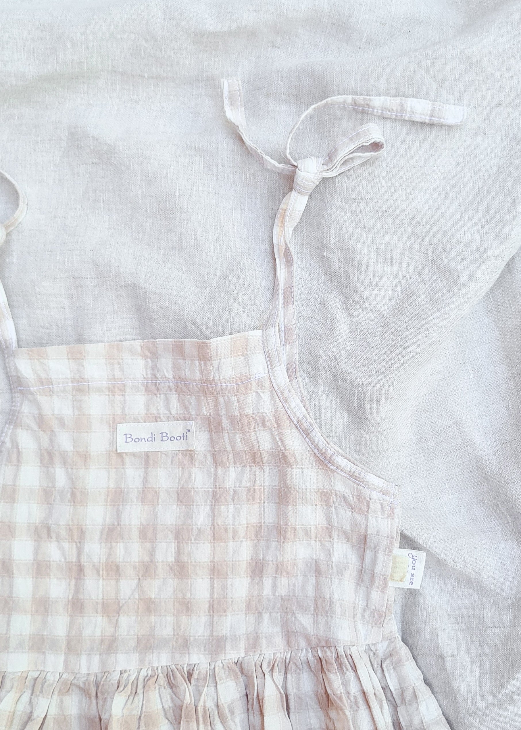 Beige linen dress baby toddler girl
