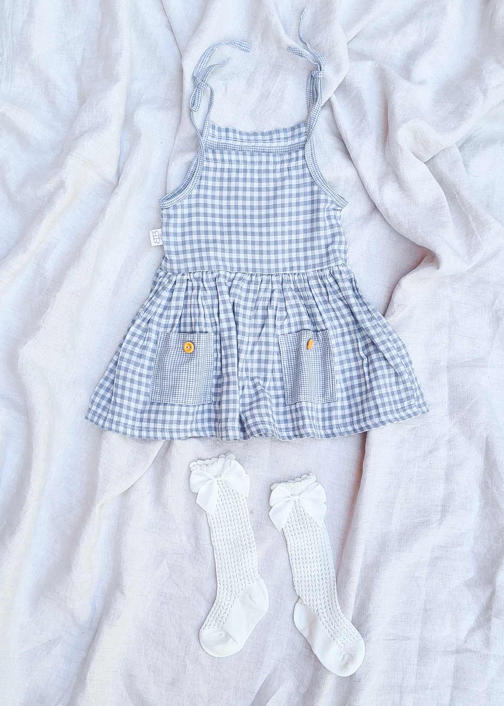 Baby toddler blue gingham dress
