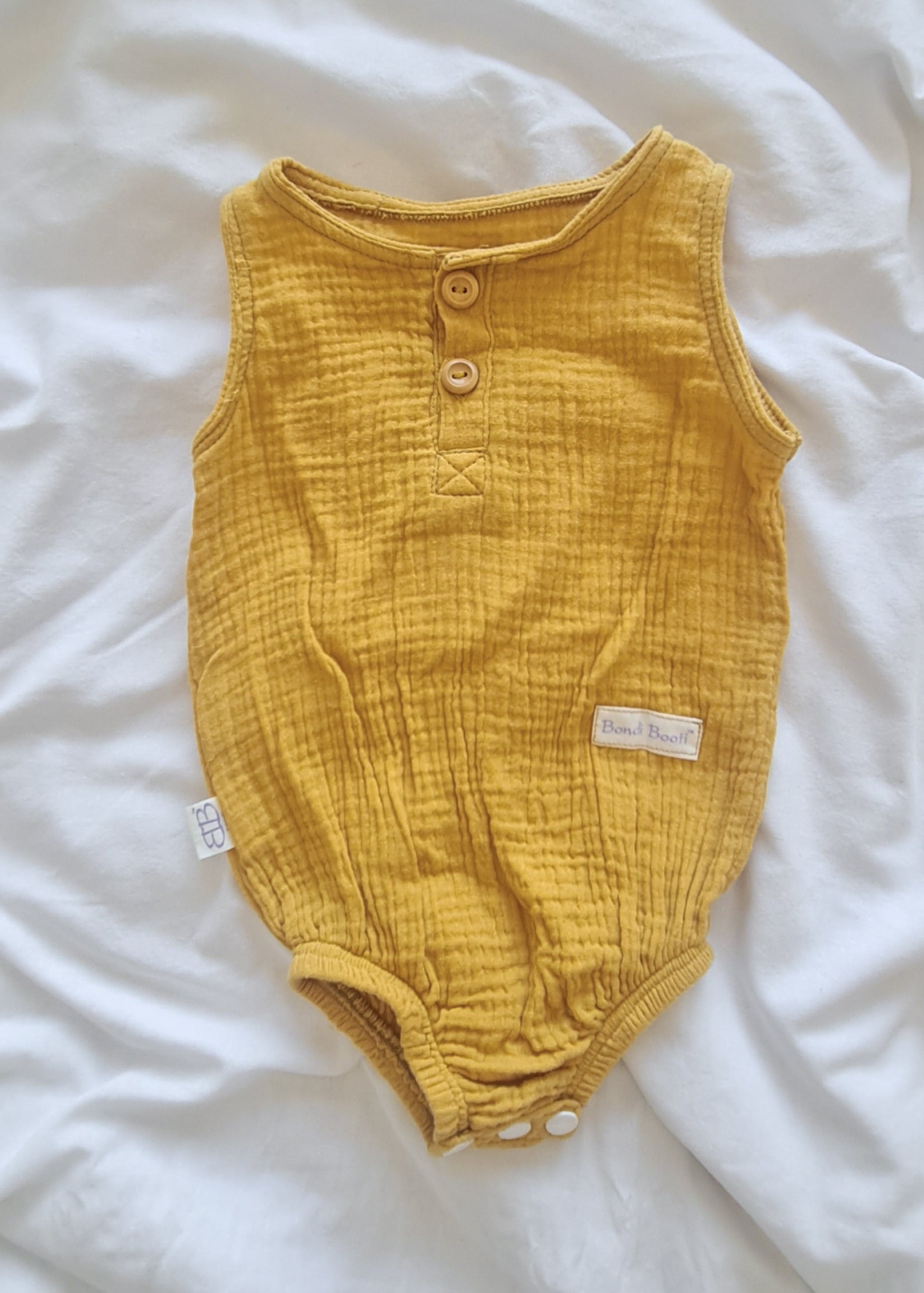 Organic Cotton Baby Romper - Mustard