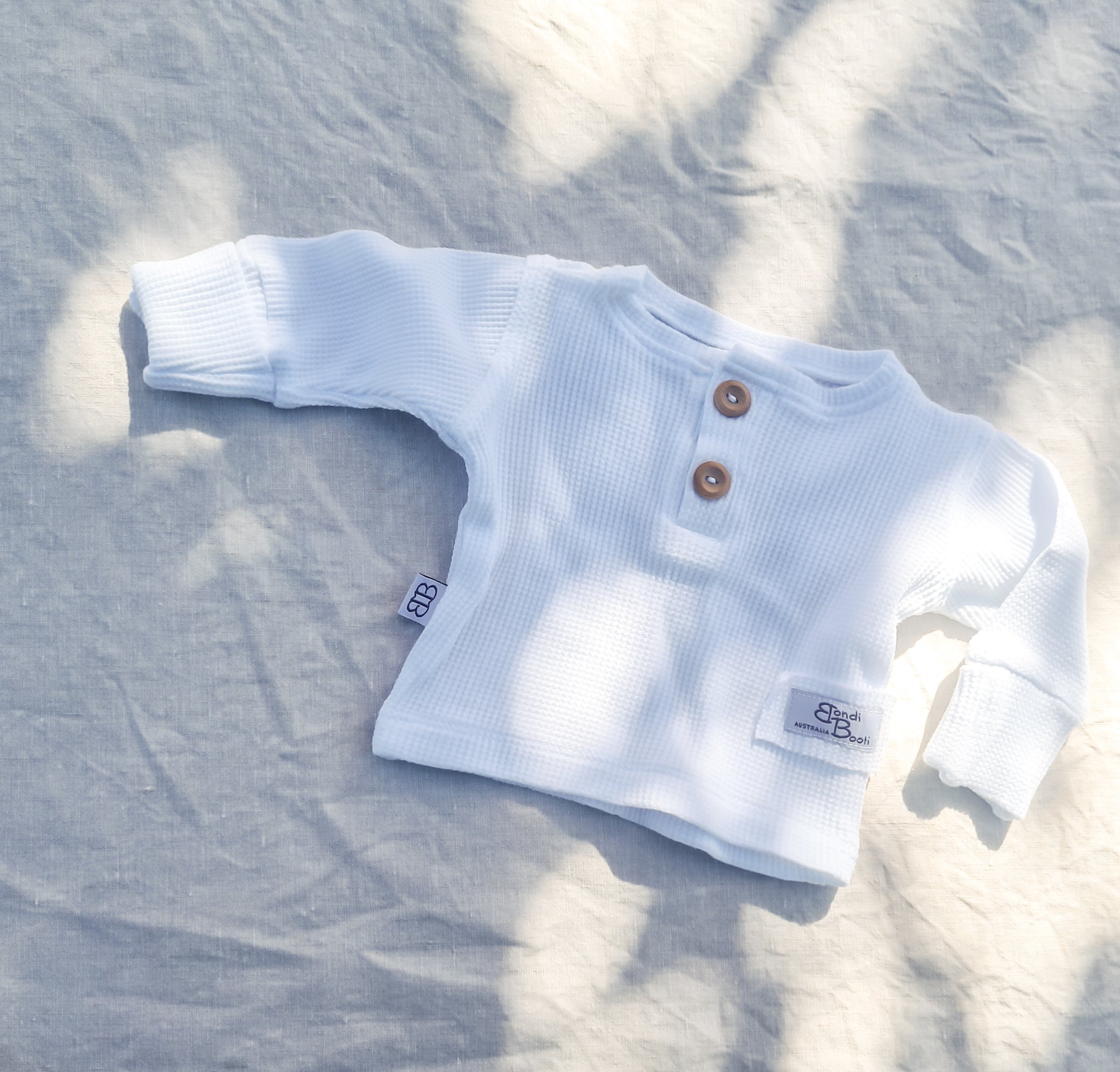 Baby newborn white waffle cotton top