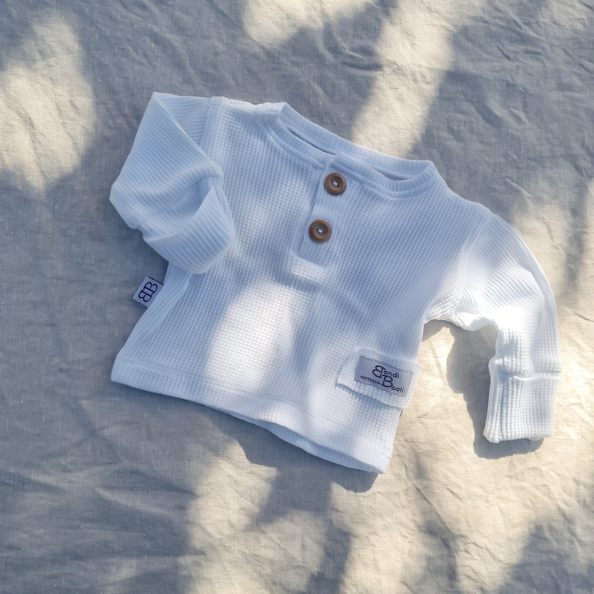 Baby newborn white waffle cotton top