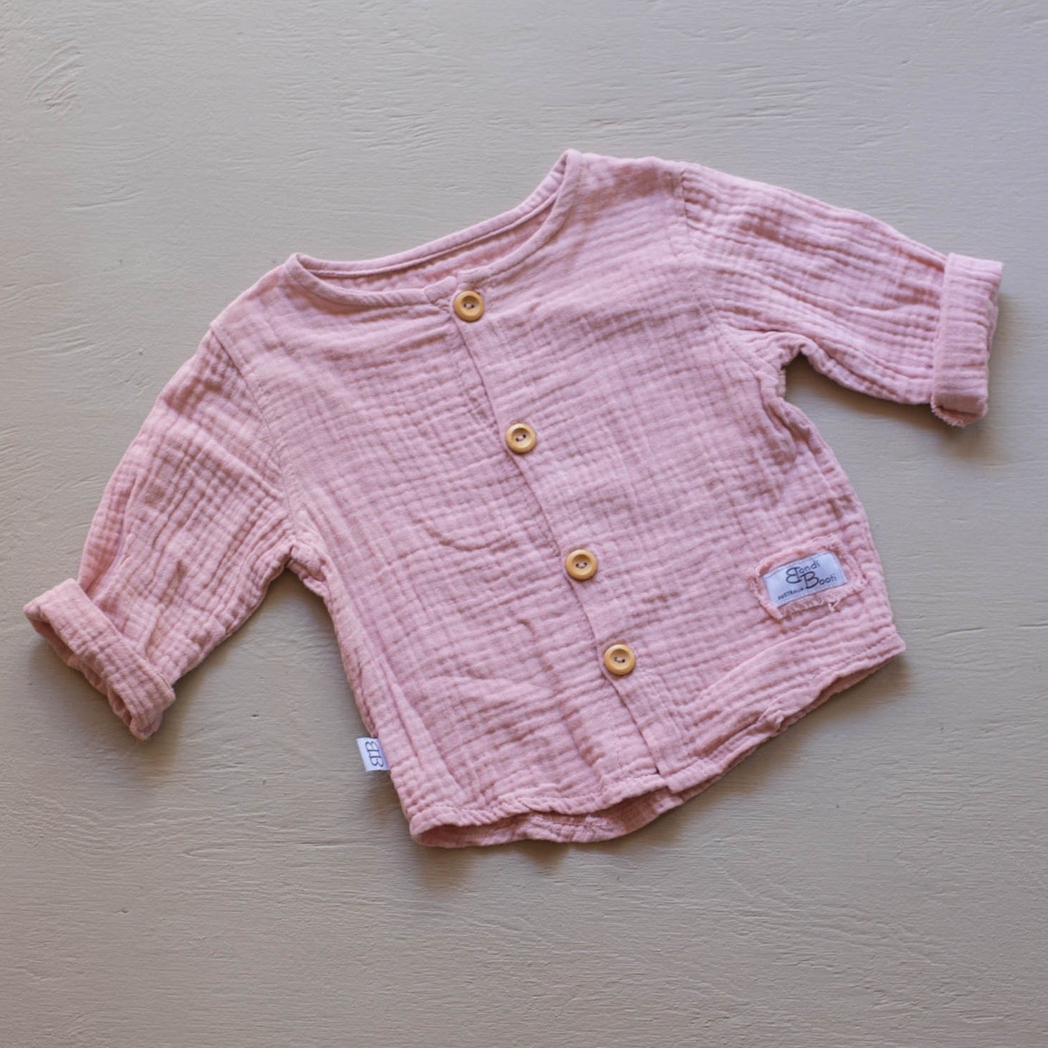 Toddler Kids baby pink Island Cotton Linen Shirt