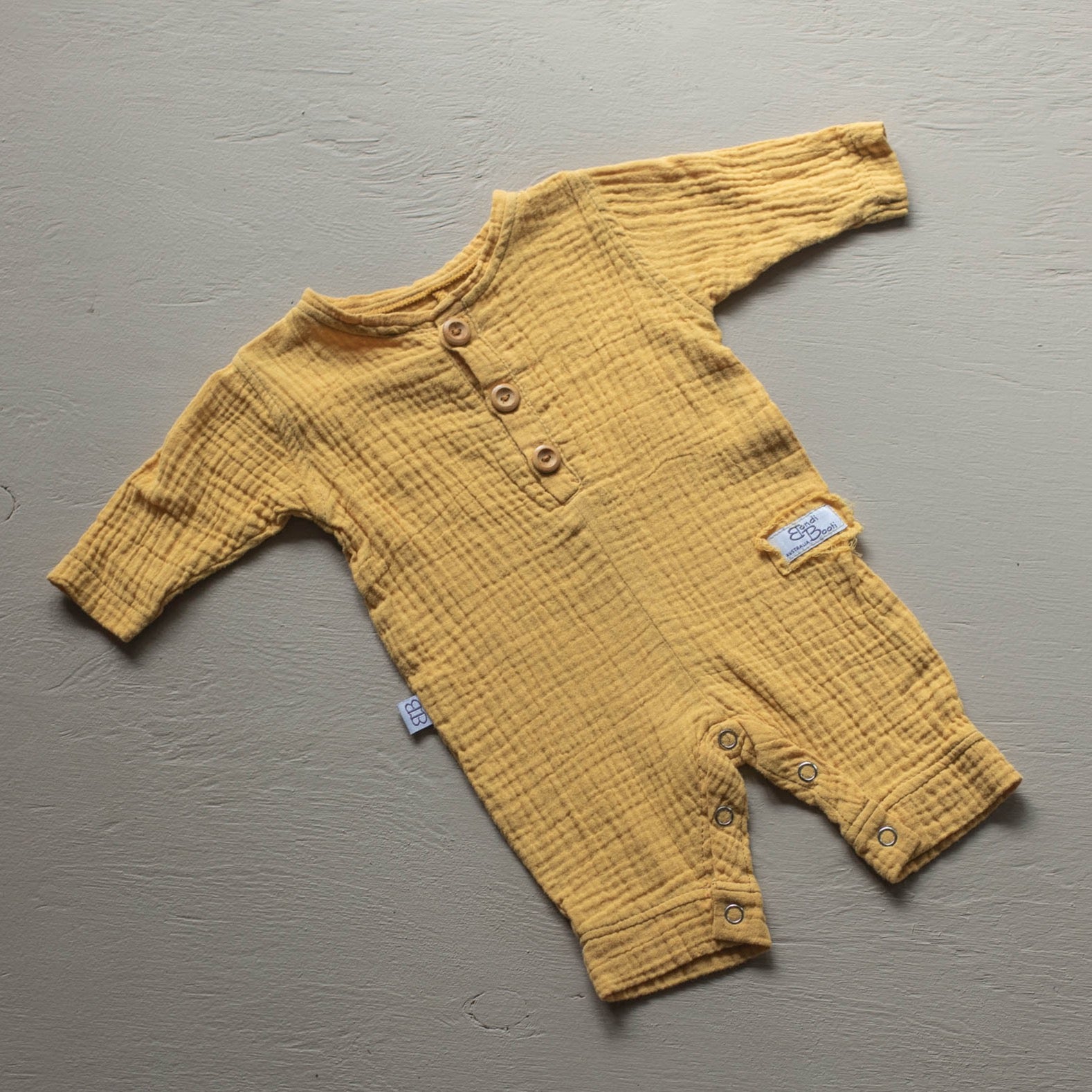 yellow mustard long sleeve baby onesie