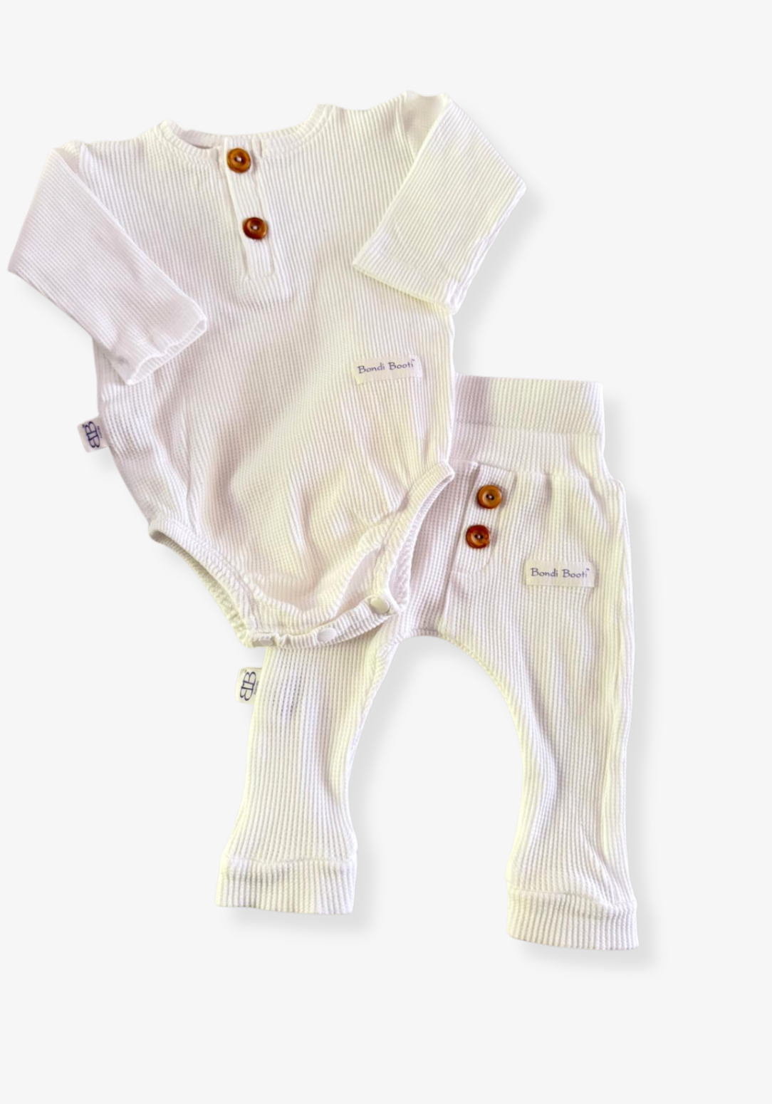 Waffle Cotton Track Pants - White