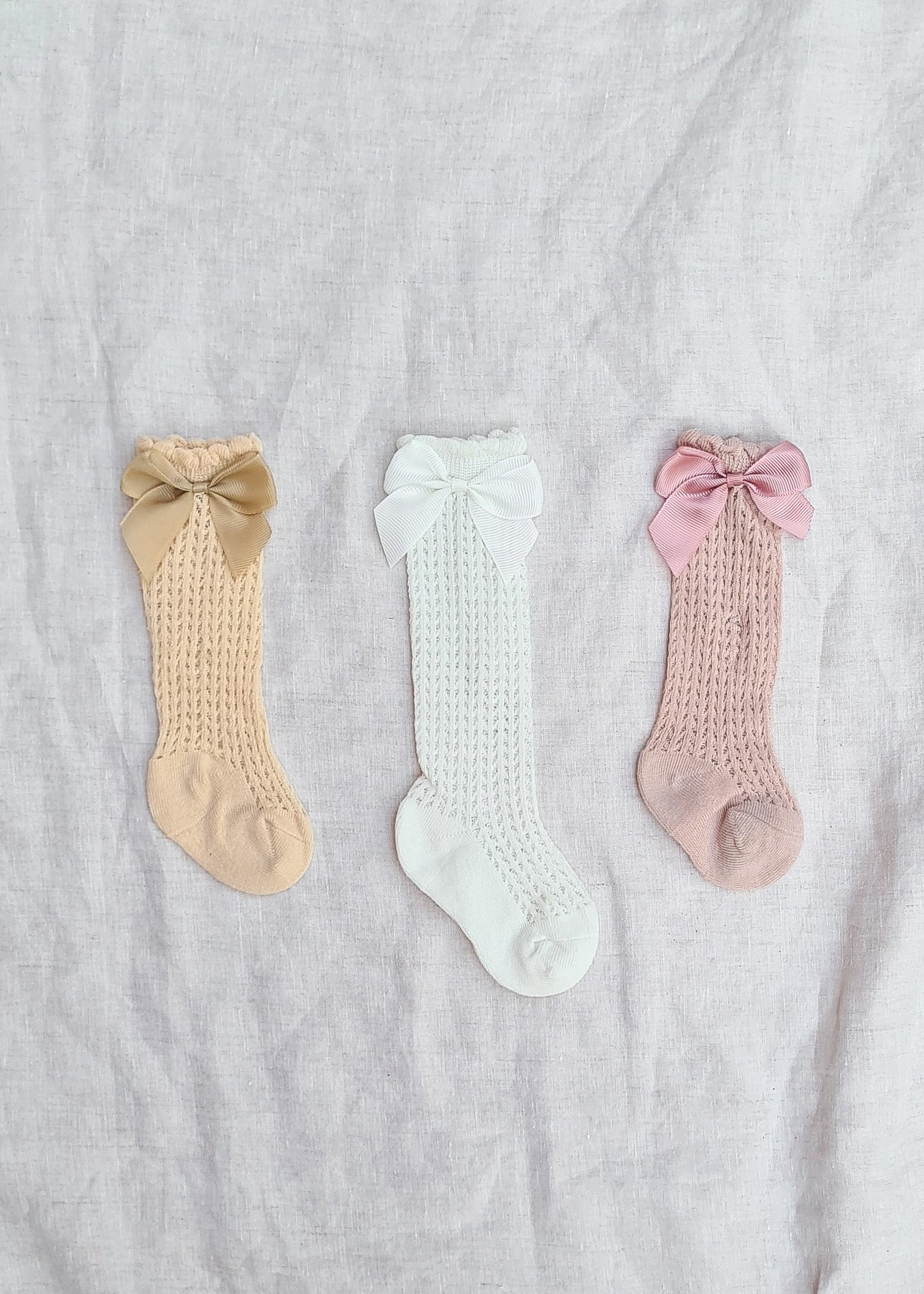 Baby toddler cotton knee high socks bow
