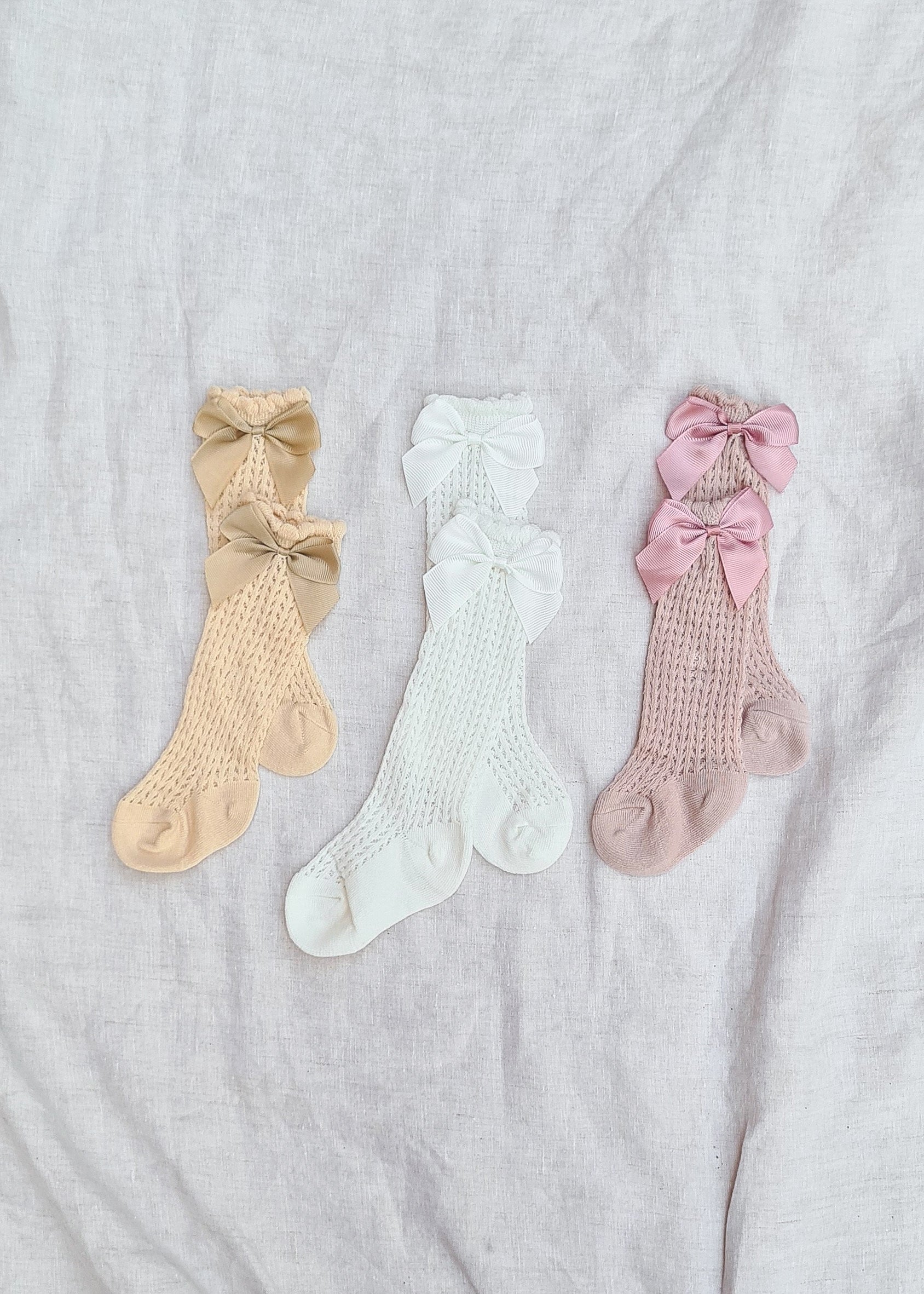 Baby toddler cotton knee high socks bow