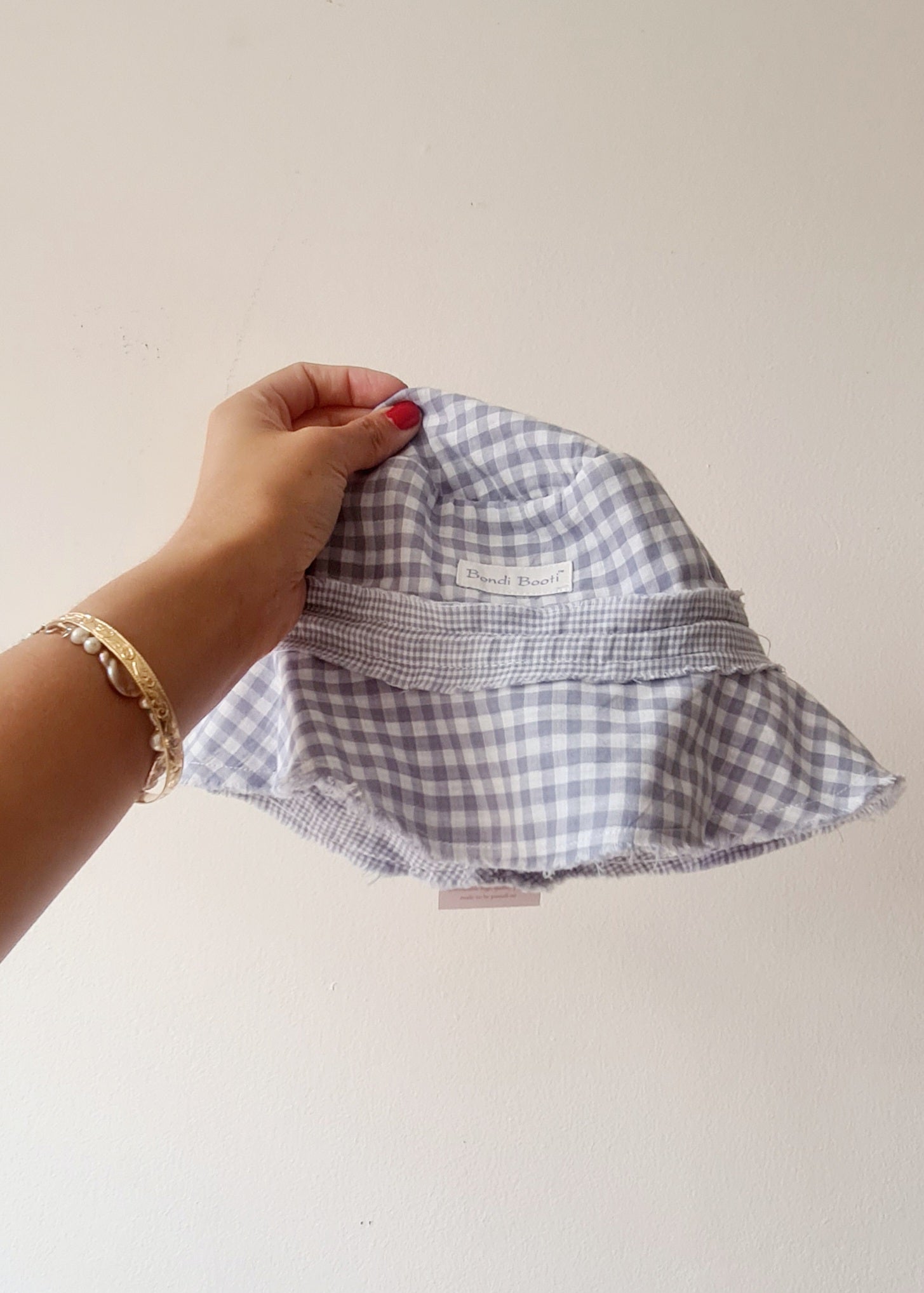 Baby Cotton Bucket Hat - Gingham Blue