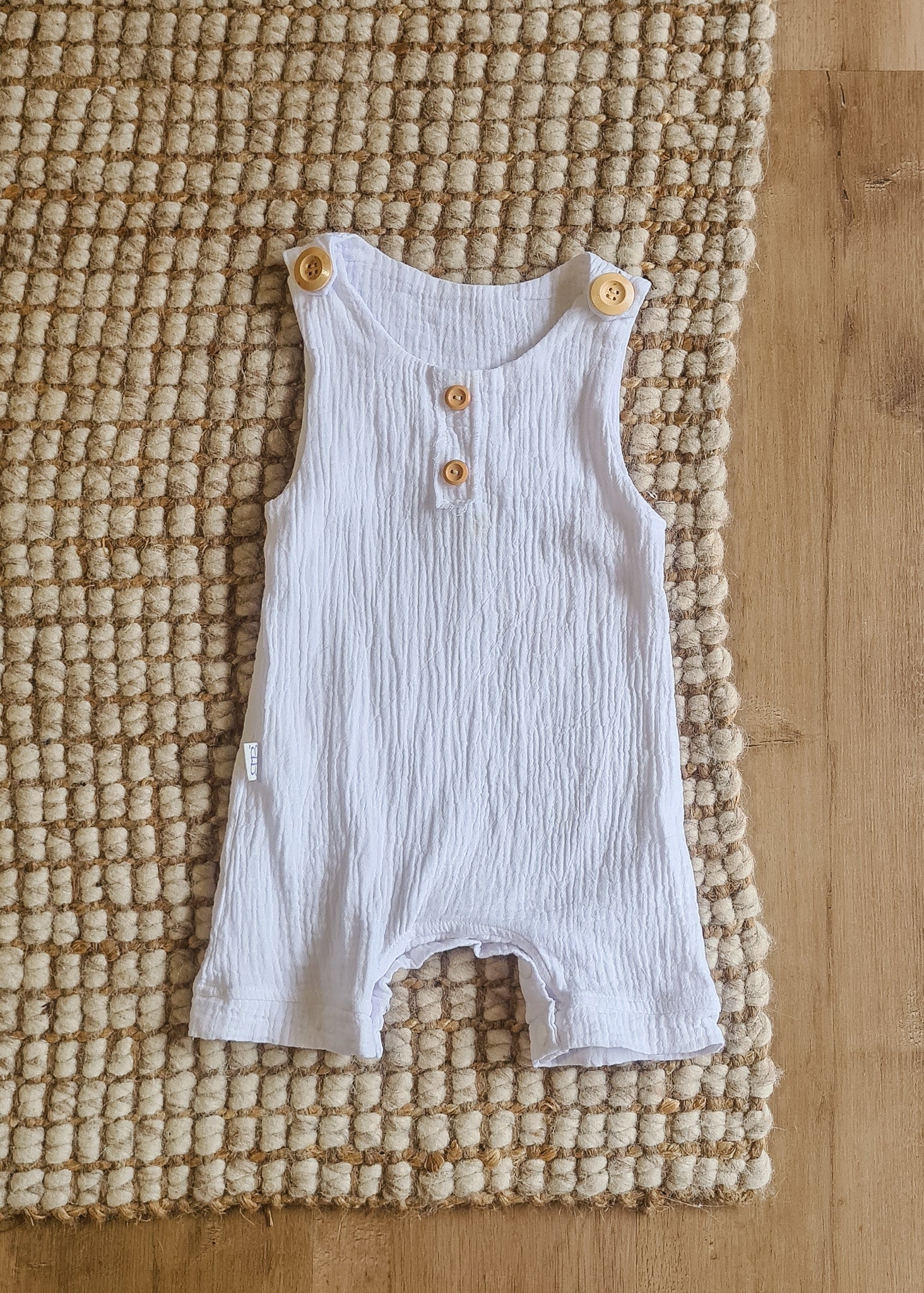 Organic cotton baby romper white overalls