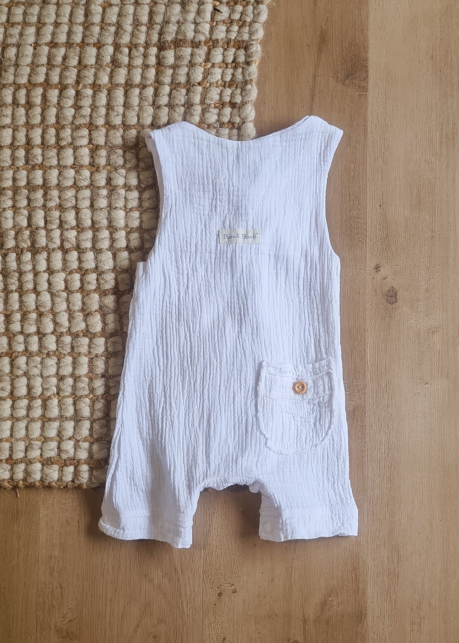 Organic cotton baby romper white overalls