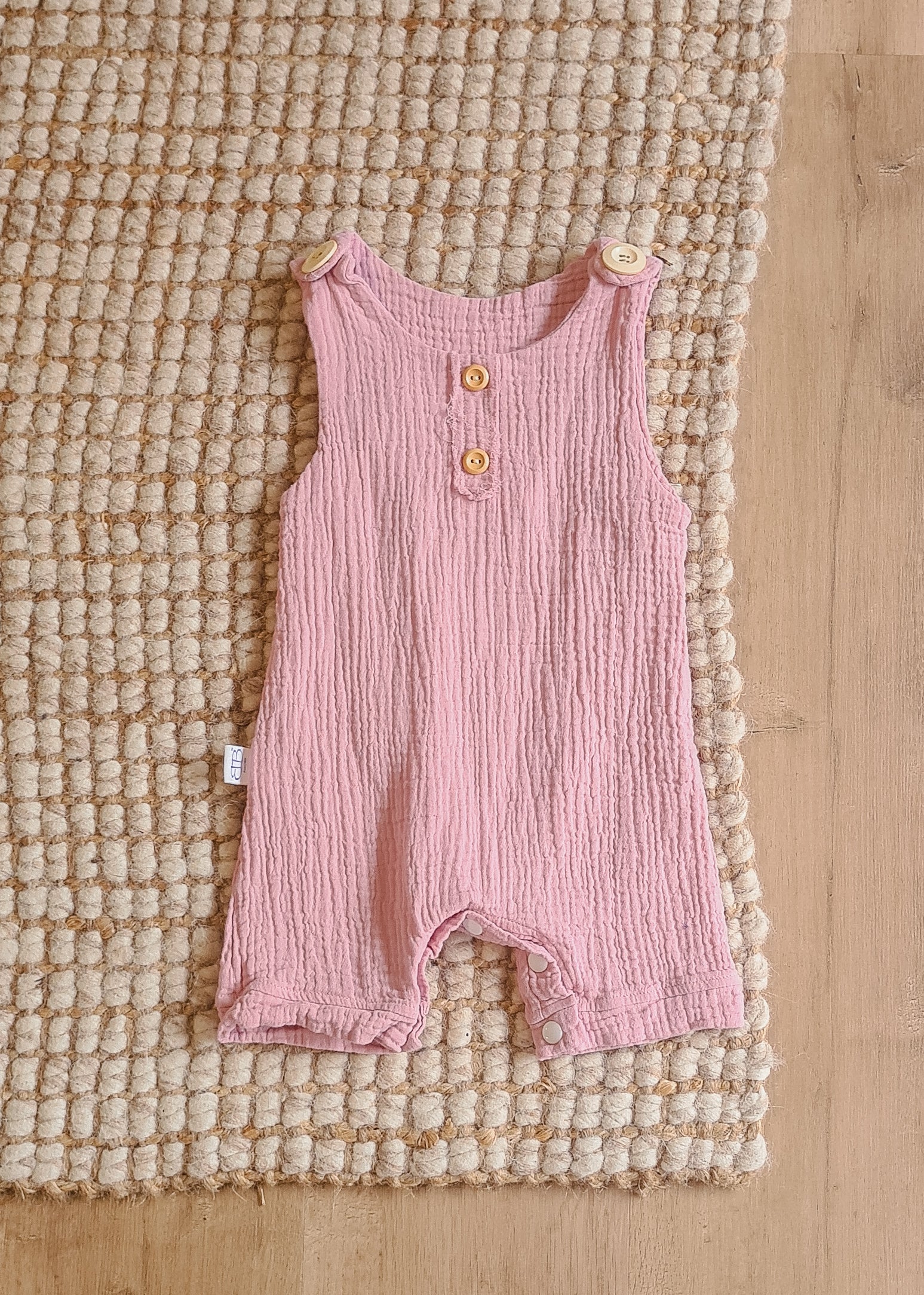 Organic cotton baby romper pink overalls