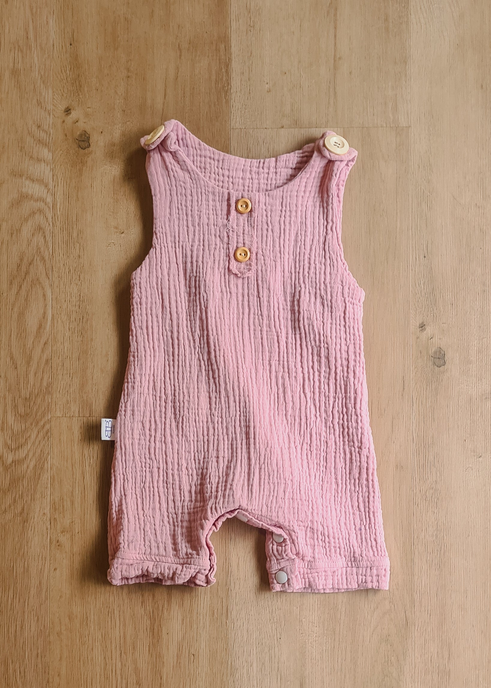 Organic cotton baby romper pink overalls