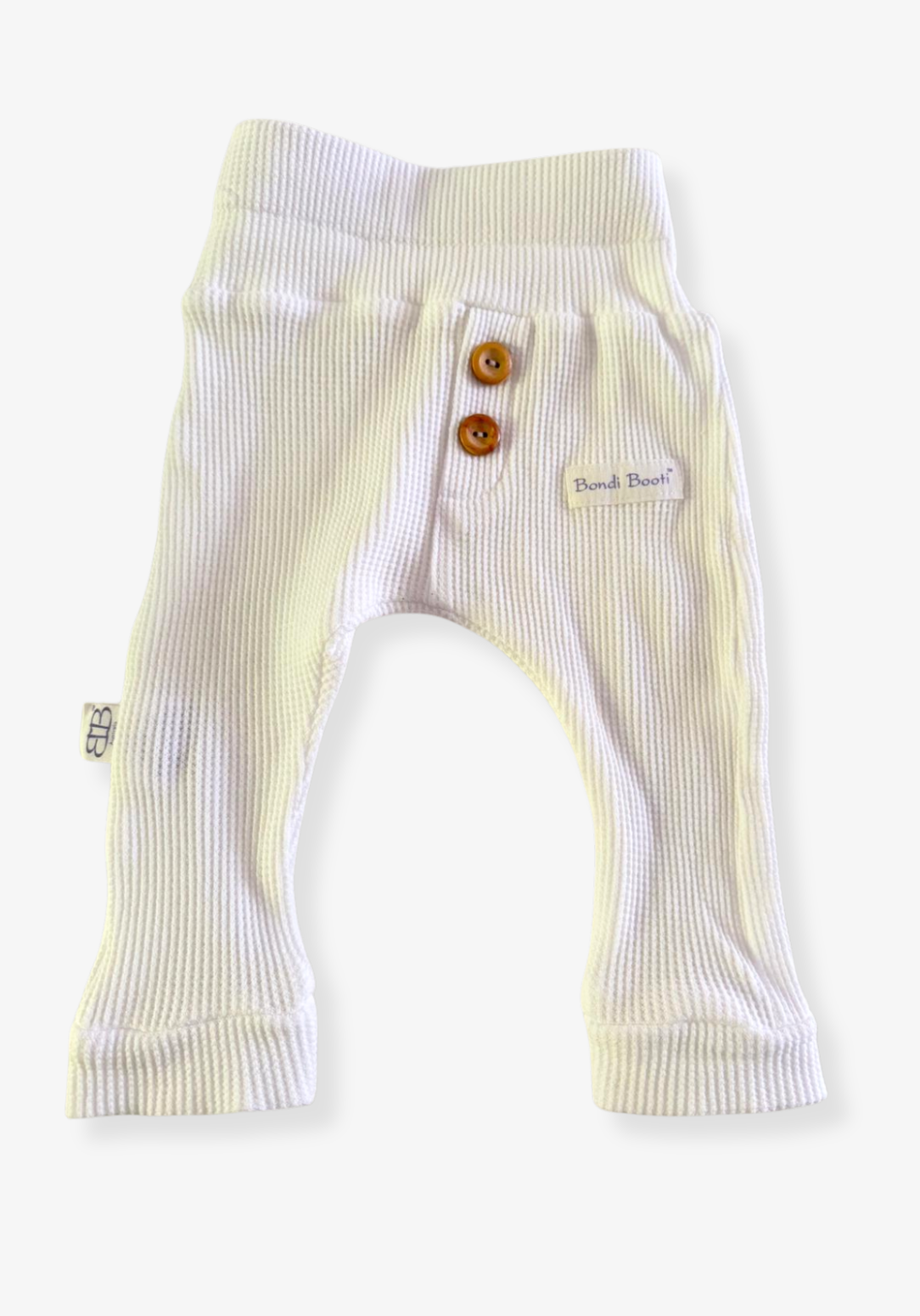 Waffle Cotton Track Pants - White