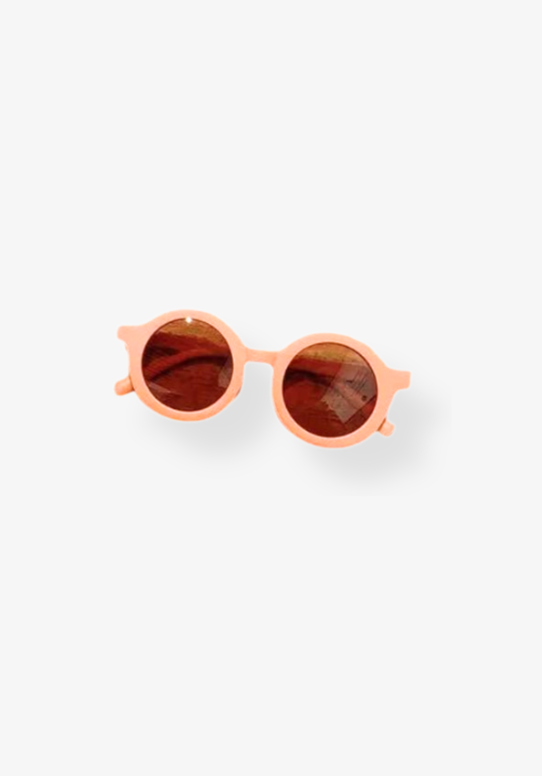 Playful peach pop toddler sunglasses with brown round lenses and bright tone frame.