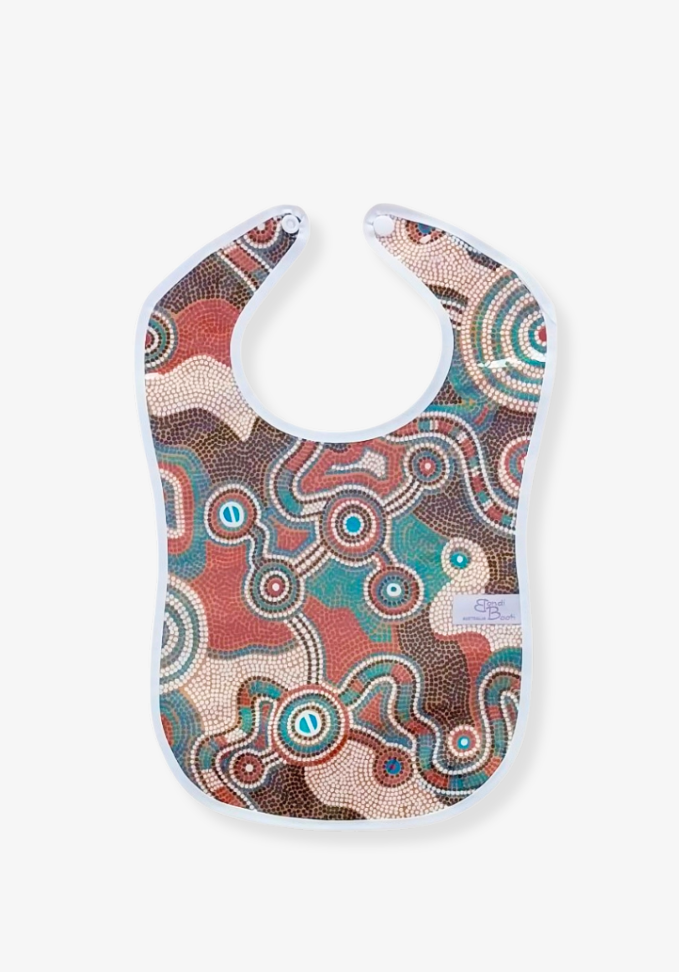 Laminated baby bib with mosaic Aboriginal art
