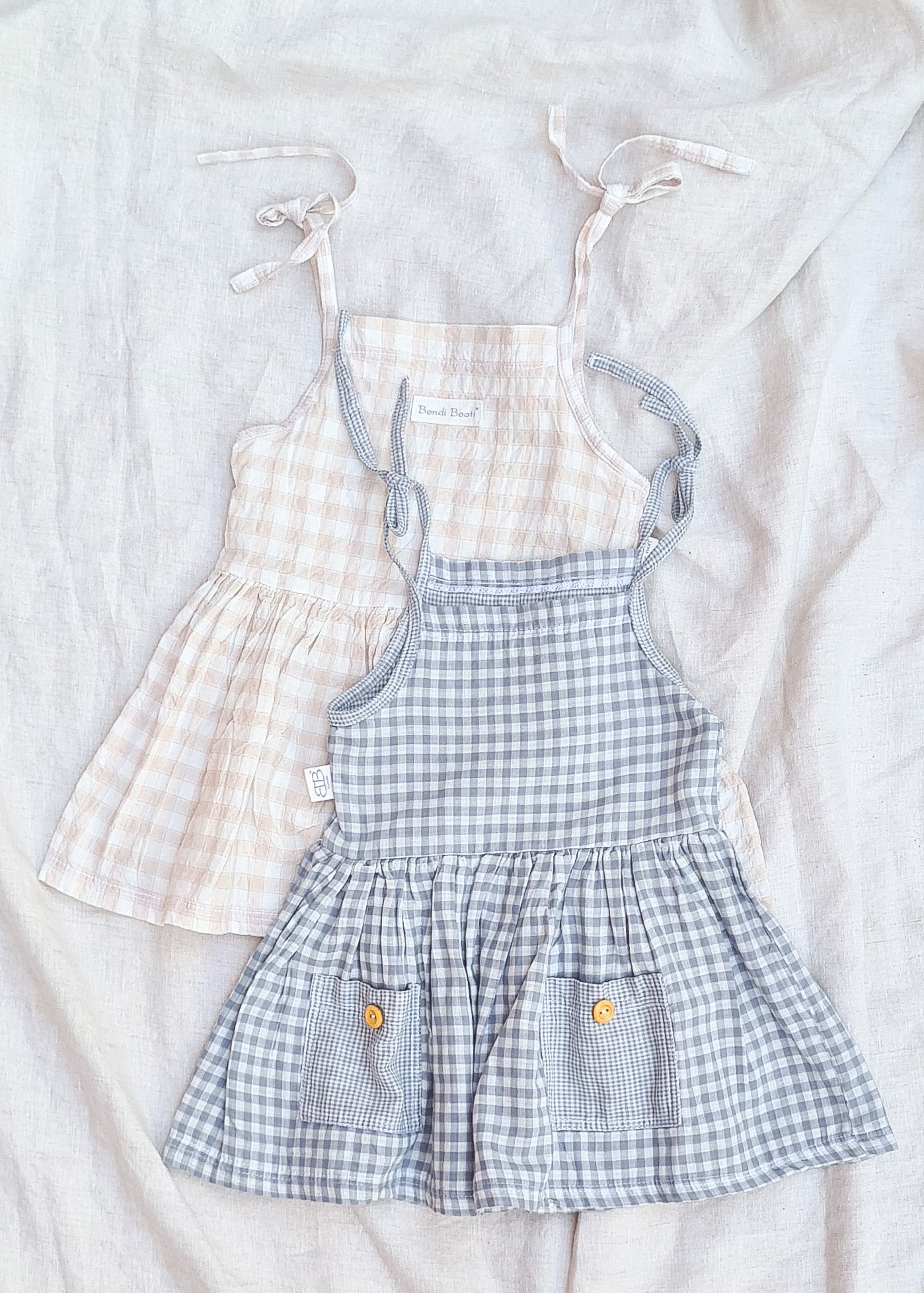Beige linen dress baby toddler girl