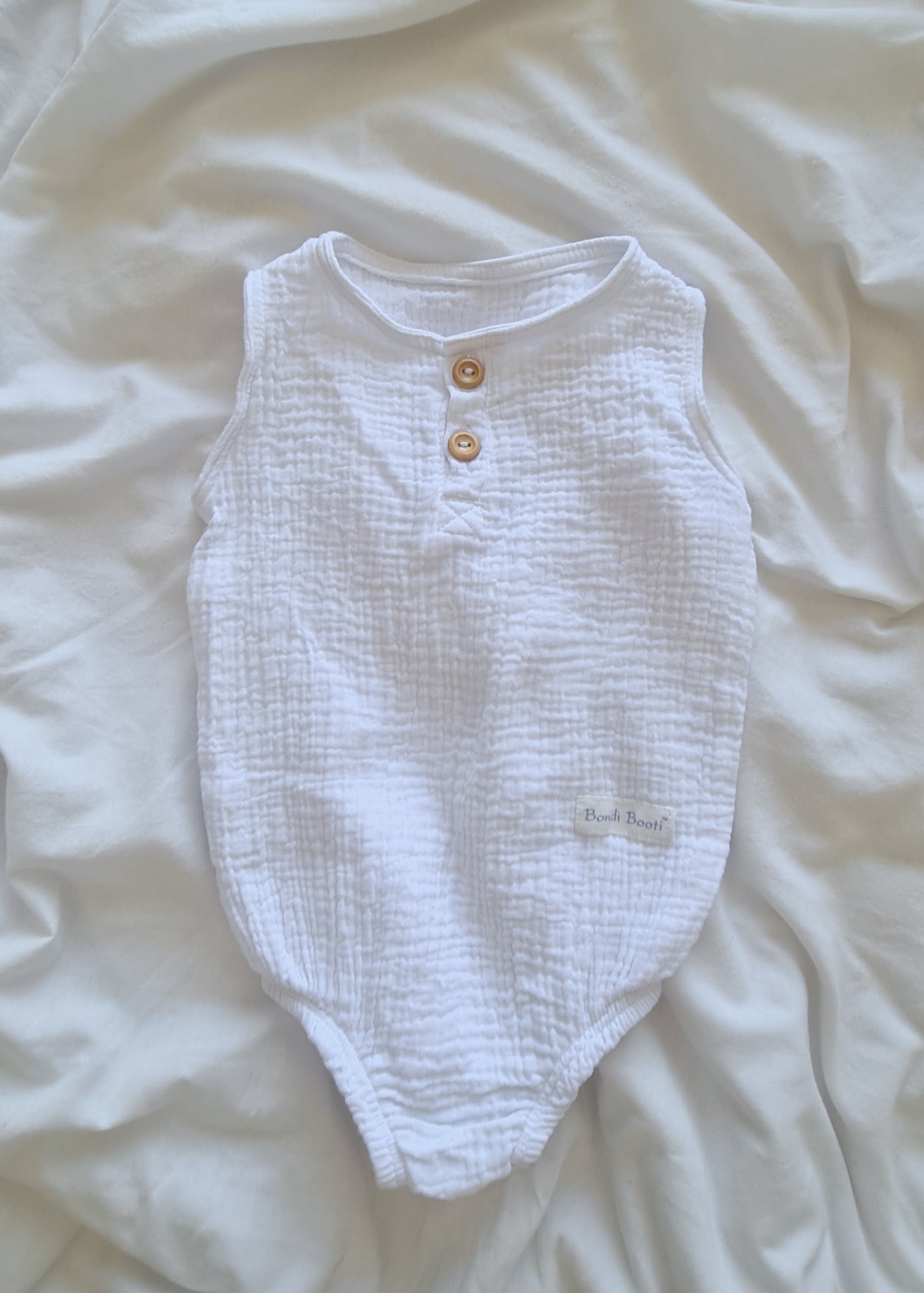 Organic Cotton Baby Romper - White