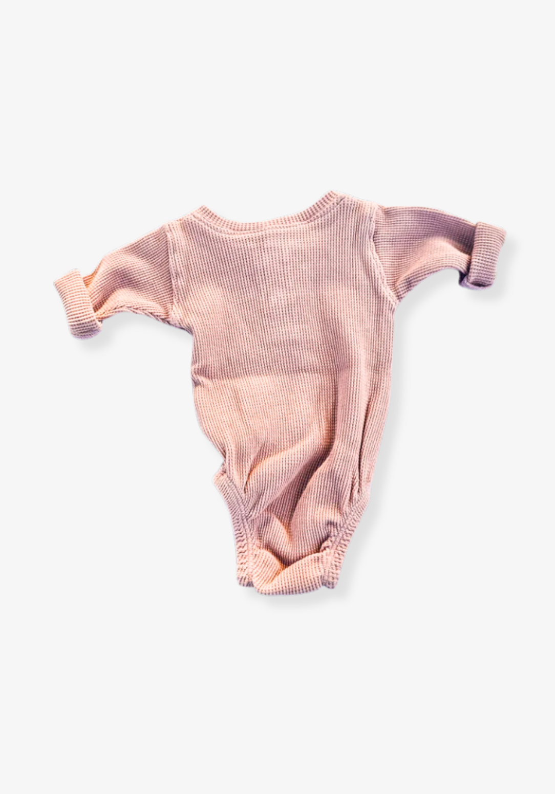 waffle knit long sleeve baby bodysuit with soft organic cotton texture and convenient snap buttons