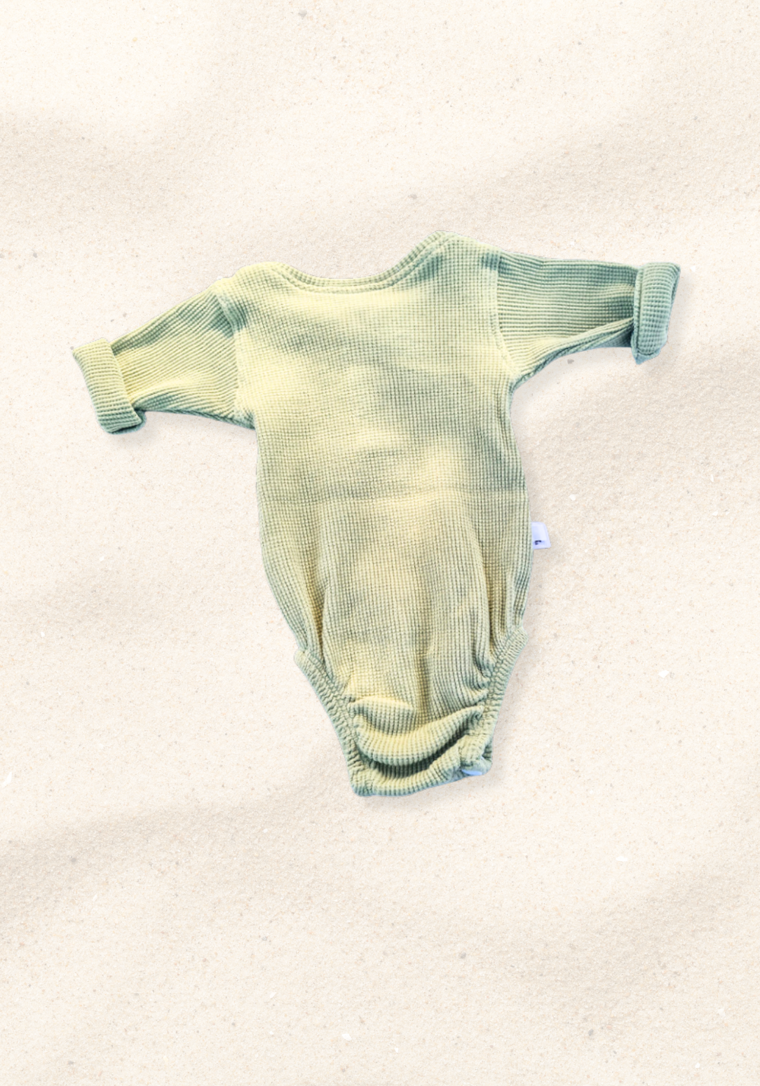 waffle knit long sleeve baby bodysuit with soft organic cotton texture and convenient snap buttons