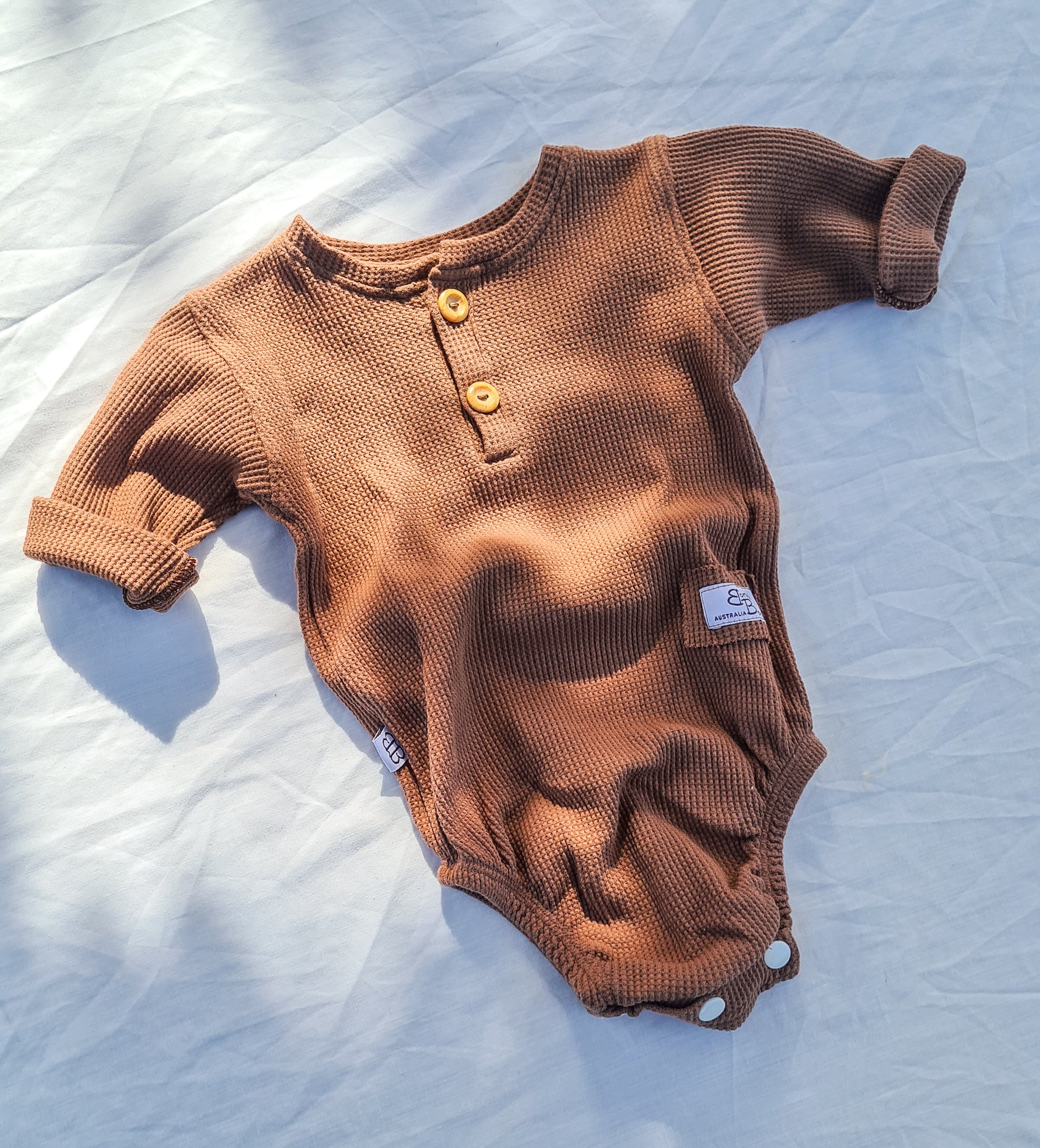 newborn baby waffle cotton coming home outfit brown