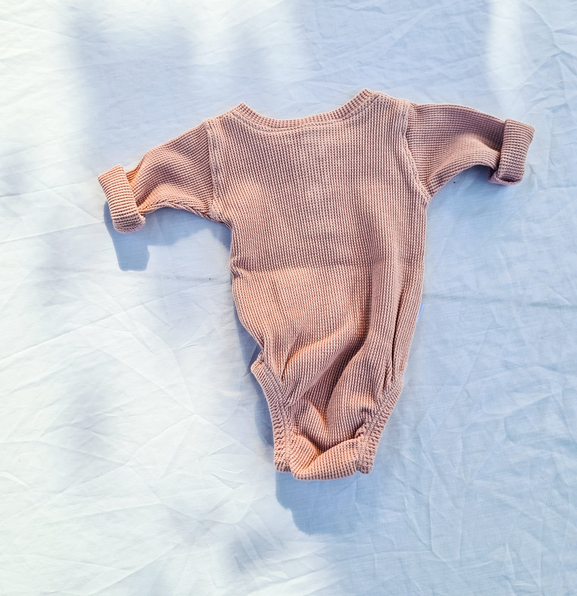 newborn baby waffle cotton white bodysuit romper pink