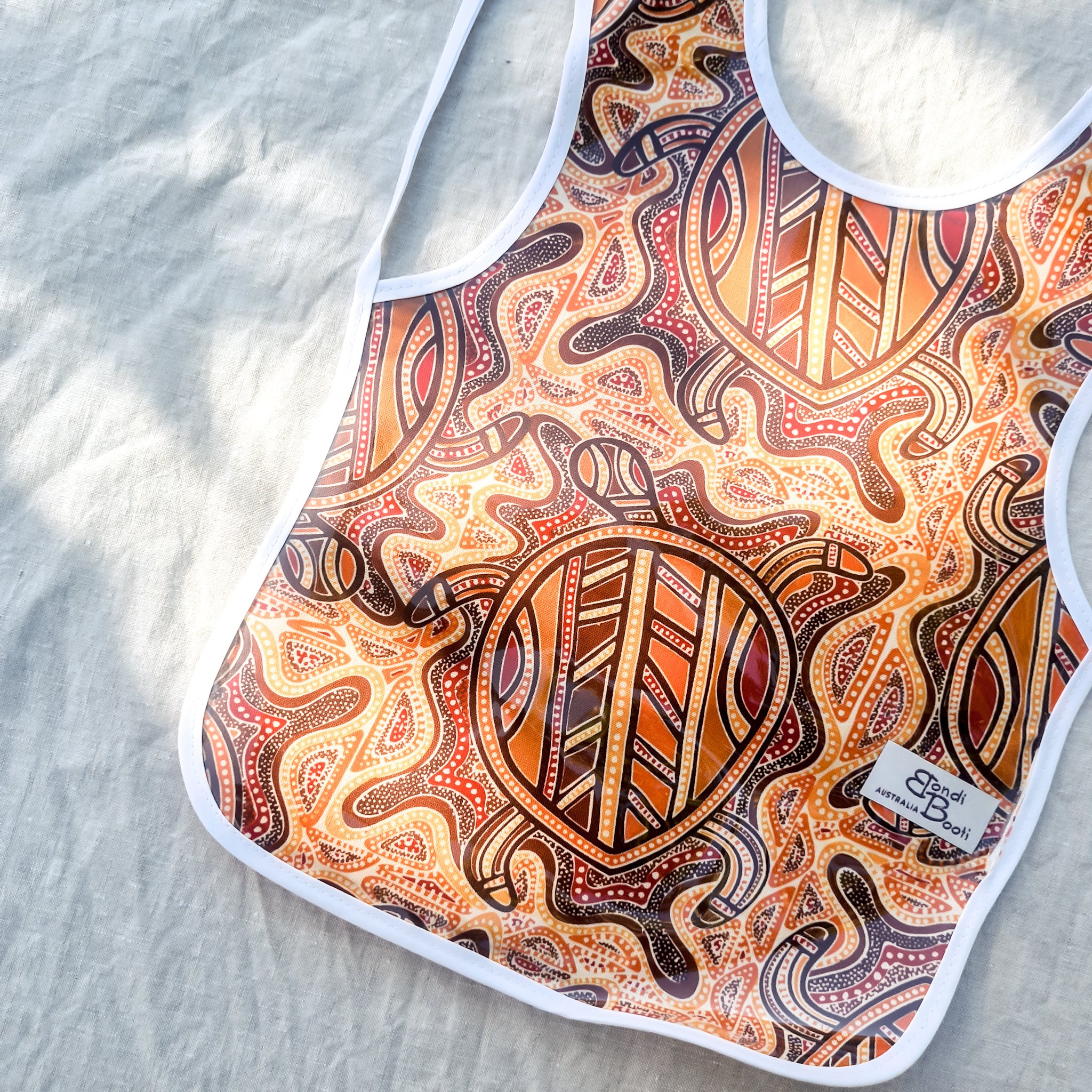 Aboriginal Turtle Laminated Feeding Bib