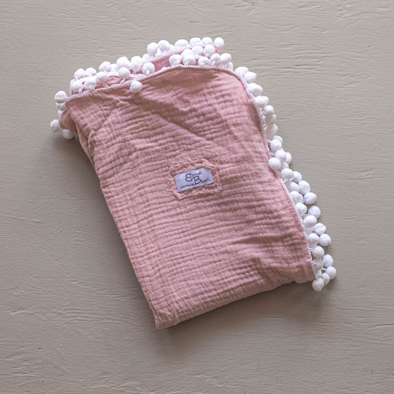 Pink Soft Baby Blanket with Pom Poms