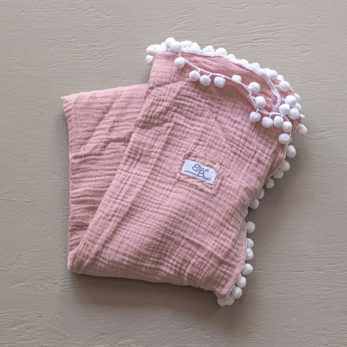 Pink Soft Baby Blanket with Pom Poms