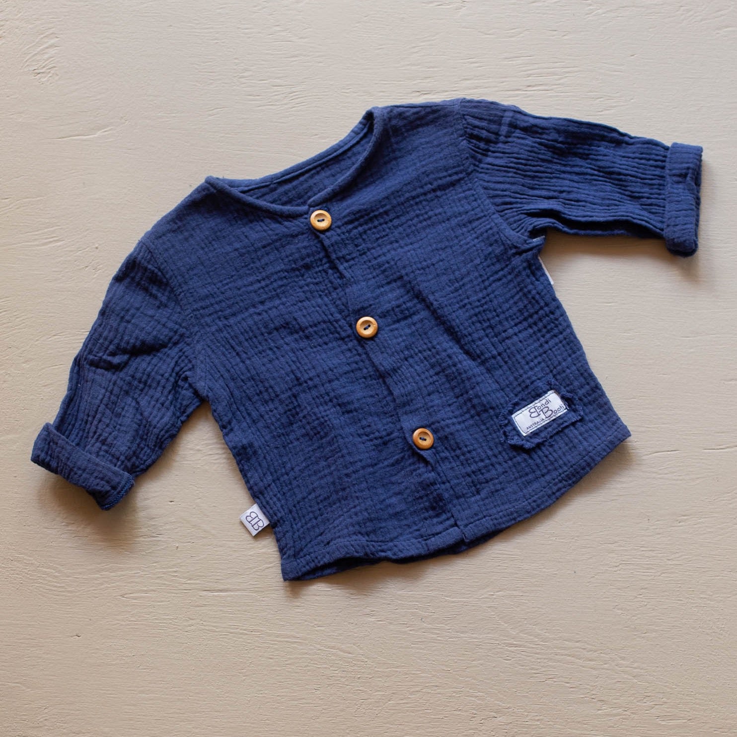 Toddler Kids baby navy Island Cotton Linen Shirt