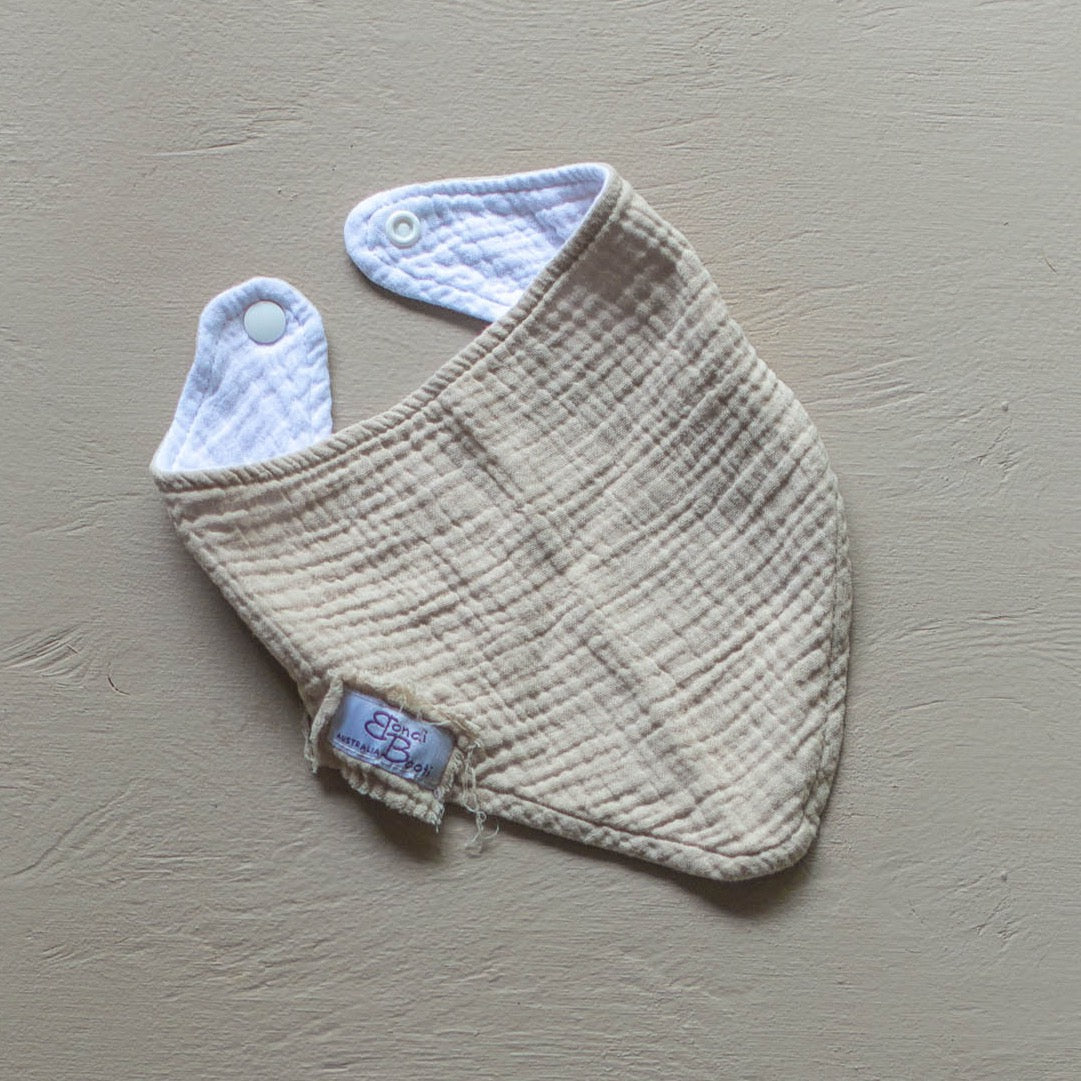 beige bib Neutral Baby absorbent bandana dribble bib organic cotton Australian made