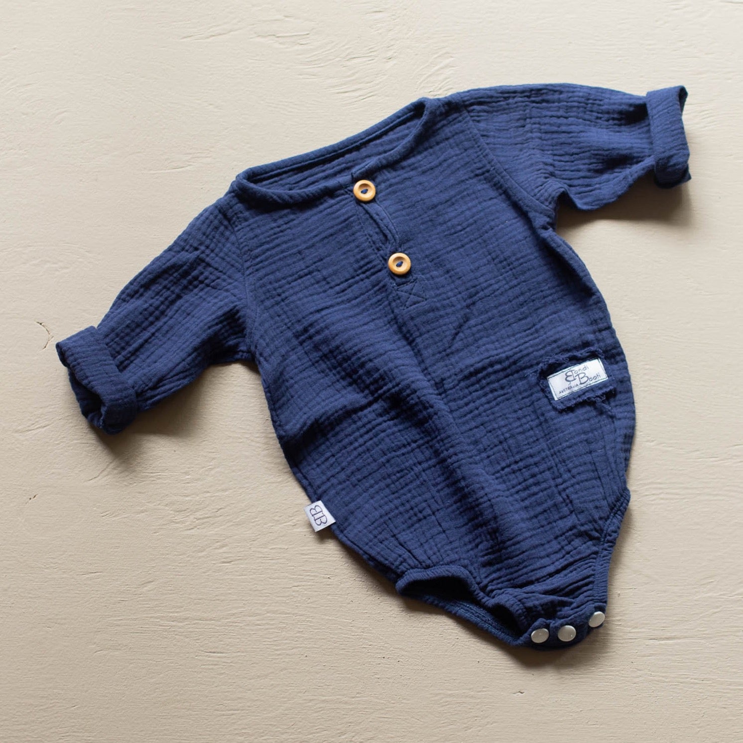 Neutral Baby bodysuit navy romper jumpsuit organic cotton Australian made