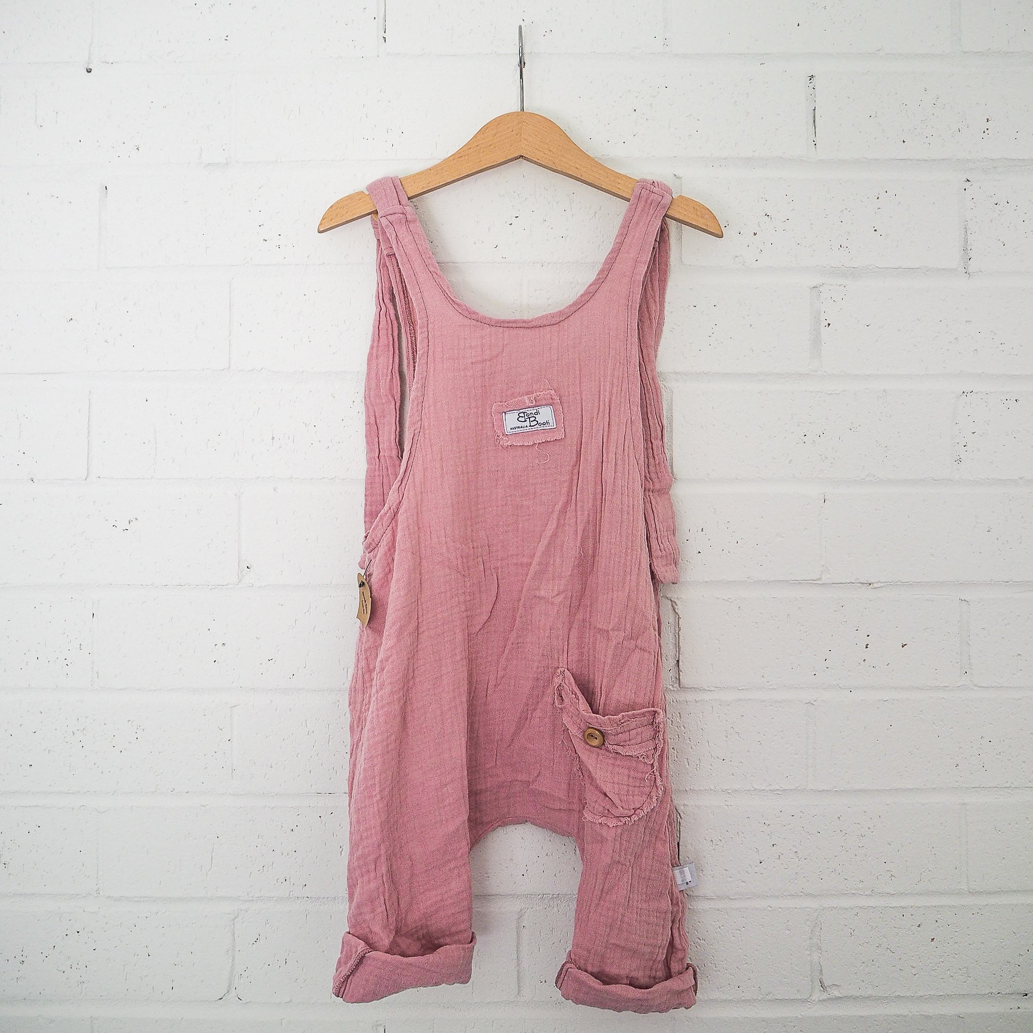 Pink toddler overalls organic cotton