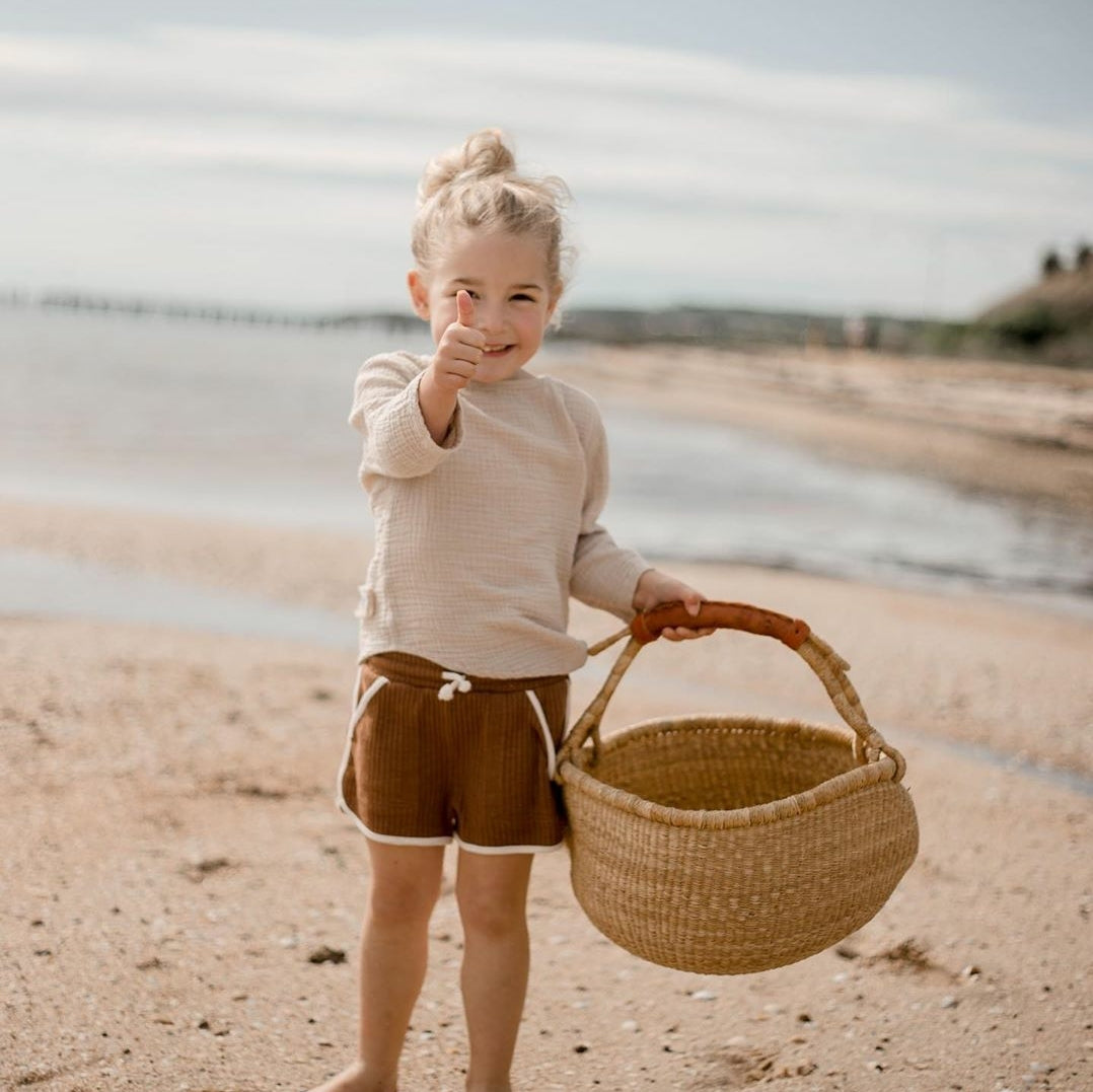 Toddler Kids baby Beige Island Cotton Linen Shirt